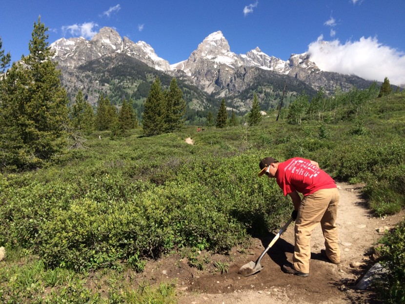 Alex Machupa drainage work on Taggart trail