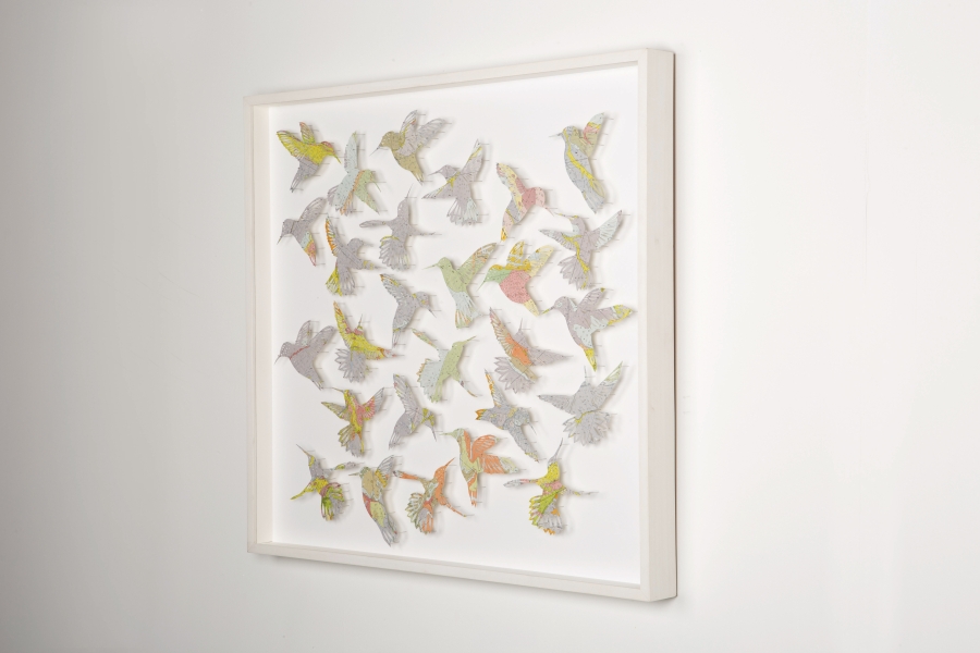 ClaireBrewster_OurLove_3 (1) Brewster creates beautiful, intricate paper cuts of birds, flowers, and insects out of vintage paper maps.