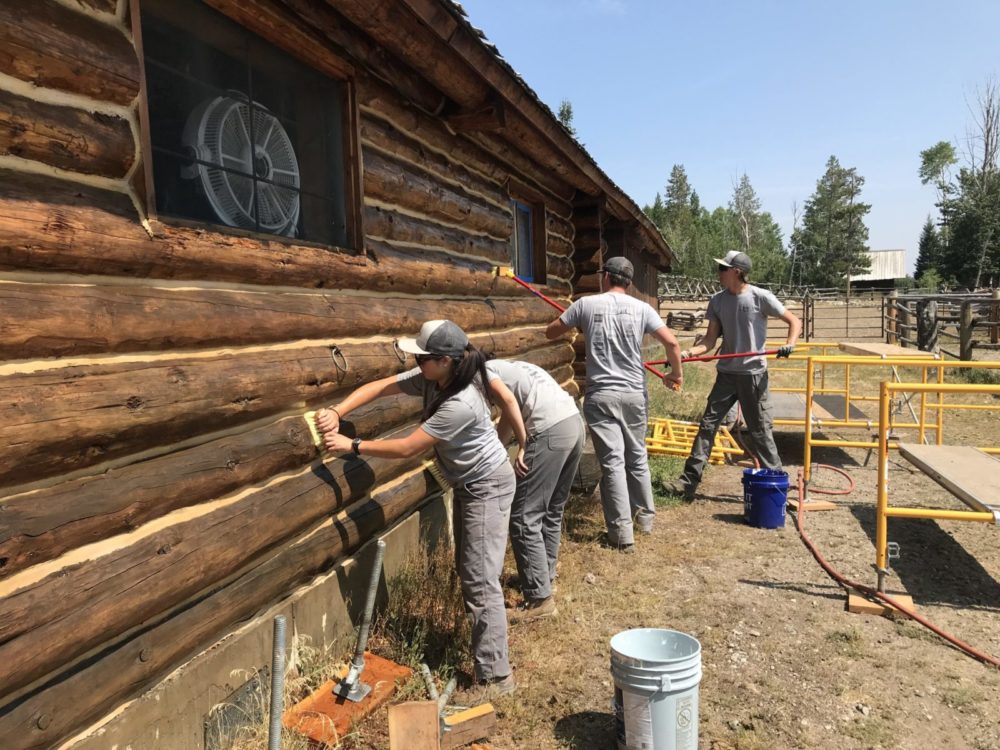 Cleaning Taggart barn YCP lended a few hands to the park's horse packers this week in preserving the Taggart Barn.