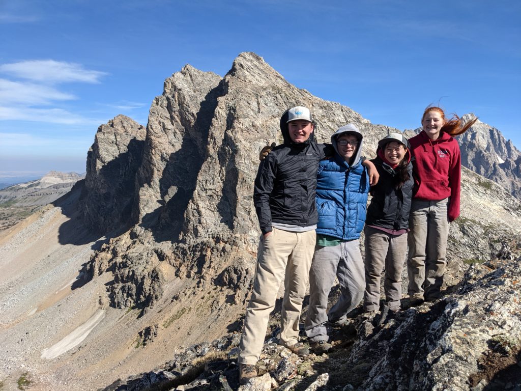 YCP crew members on top of Static Peak in the southern Tetons.