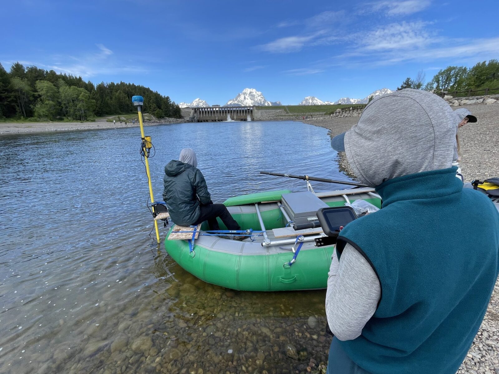 Park staff conducting research on the Snake River.