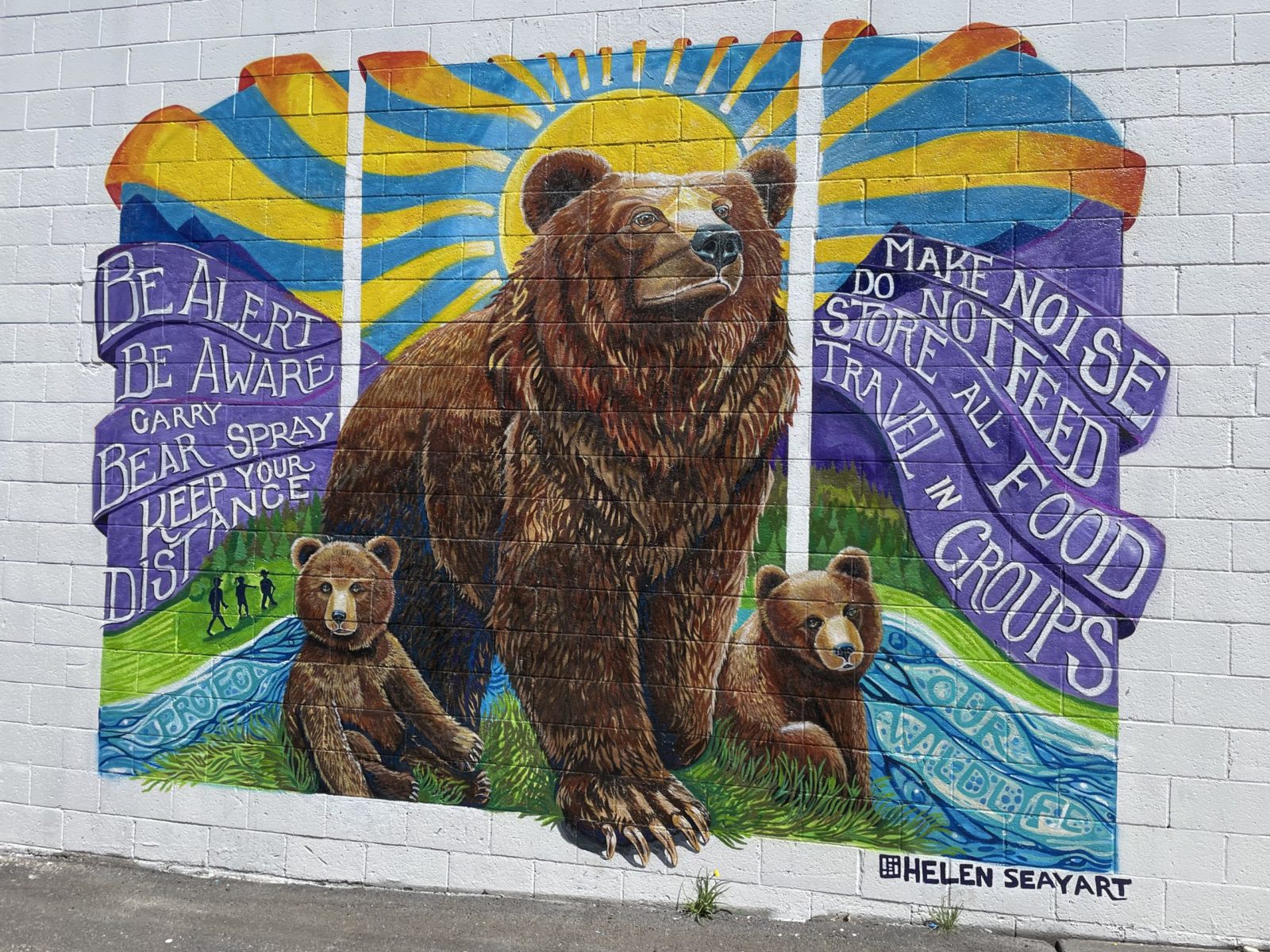 This permanent mural by Helen Seay will remind visitors and locals how to responsibly recreate in bear country.