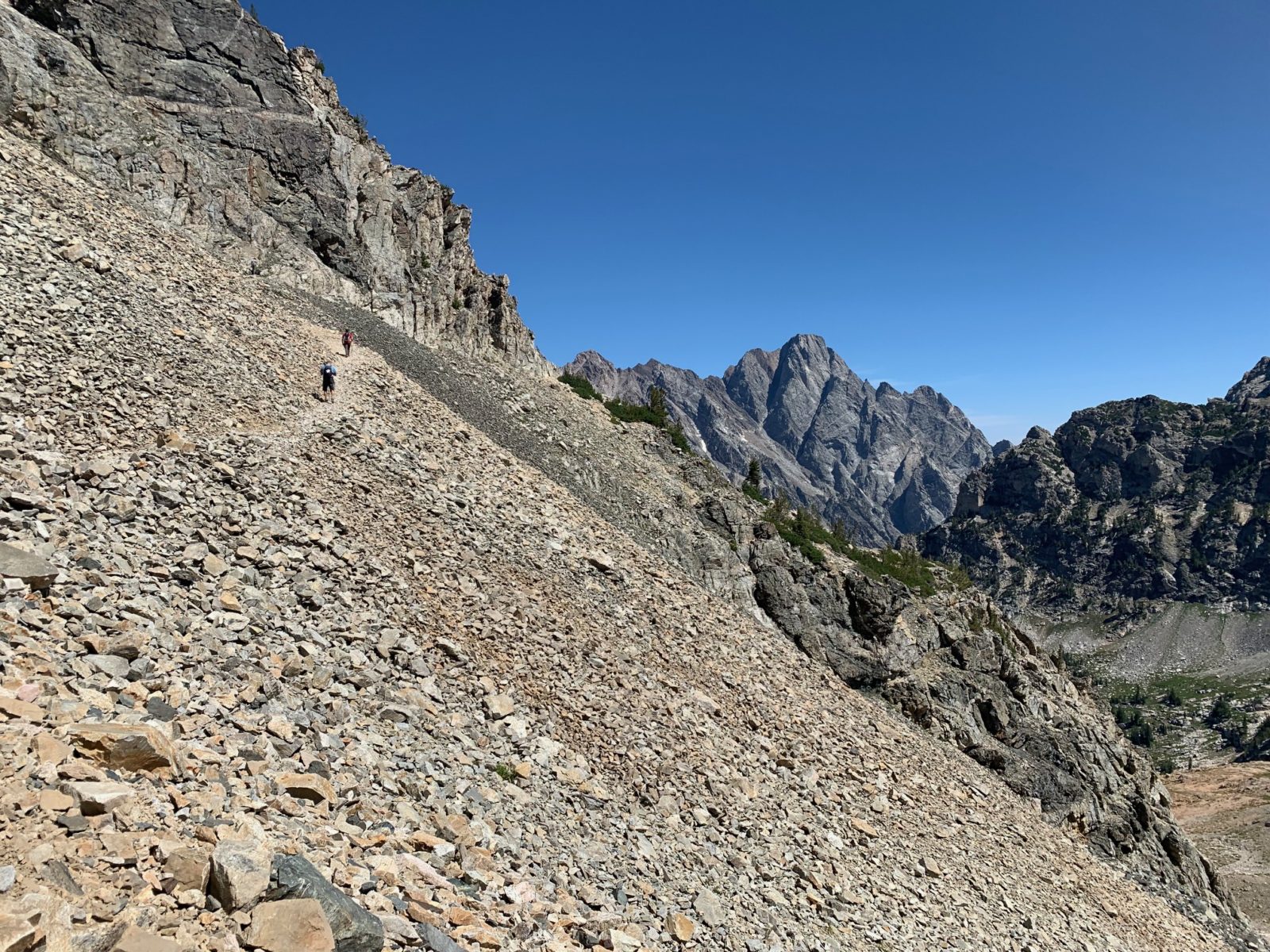 Decades of snow creep and loose rock have made the trail at Paintbrush Divide dangerous and difficult to follow.