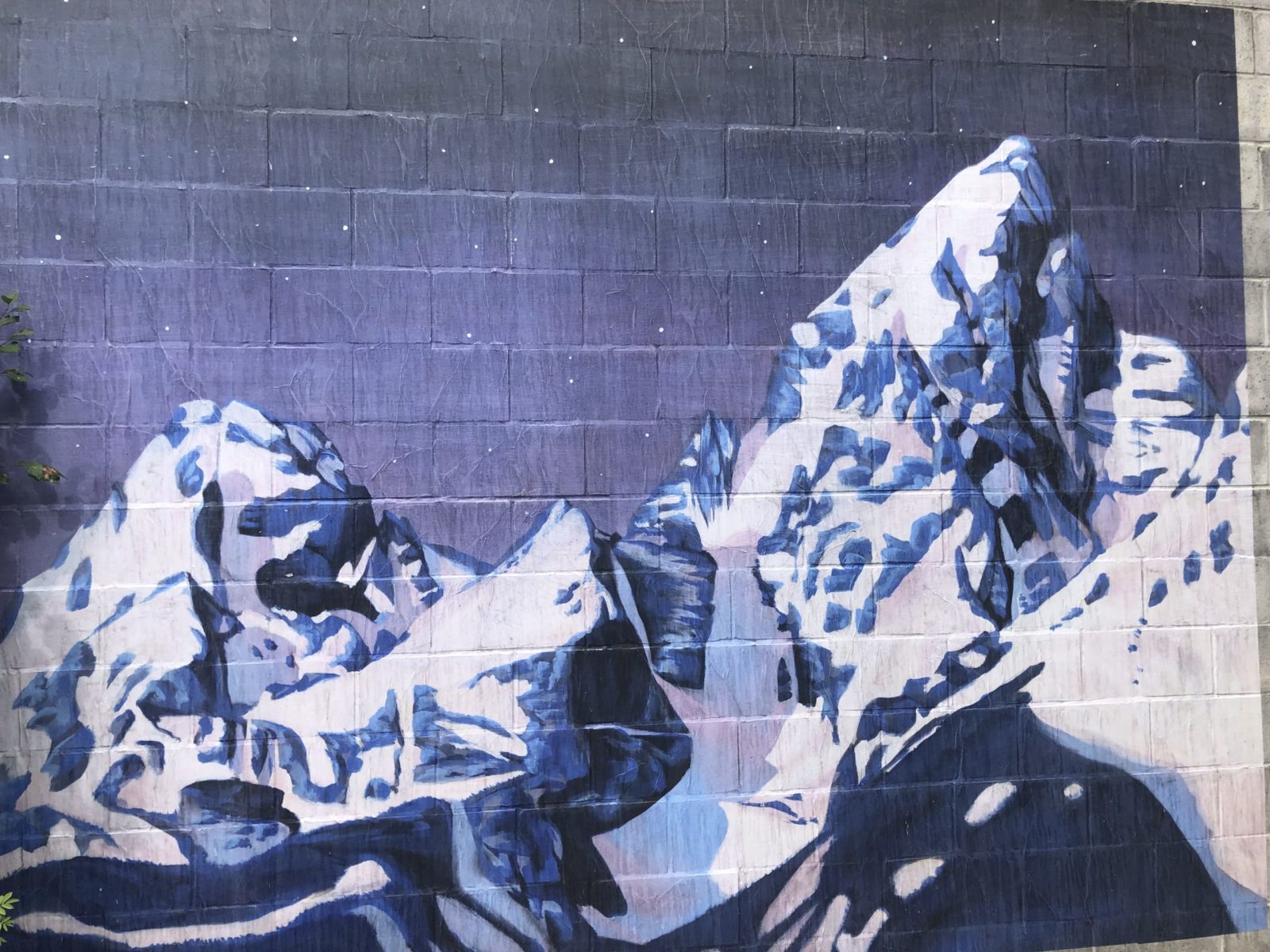 Natalie Connel's glacier mural is located on the east side of the Kismet Rugs building near the corner of Broadway and Willow Street.
