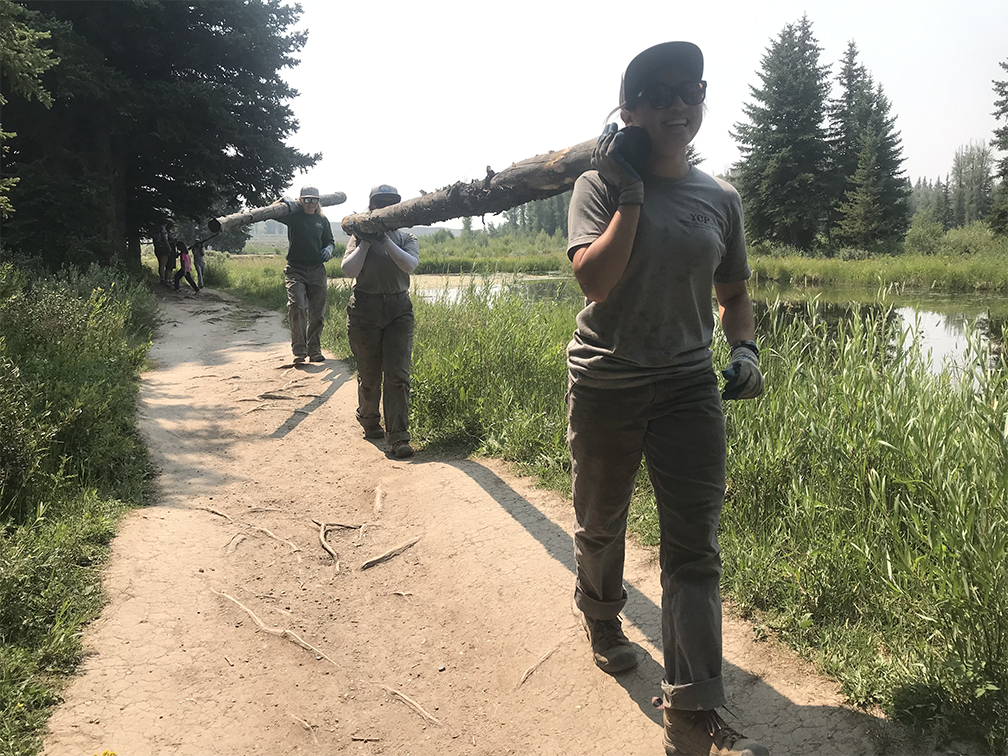 NatHanRipLogCarry (1) YCP crew members getting the job done at Schwabacher Landing this week. This crew knows how to work hard!