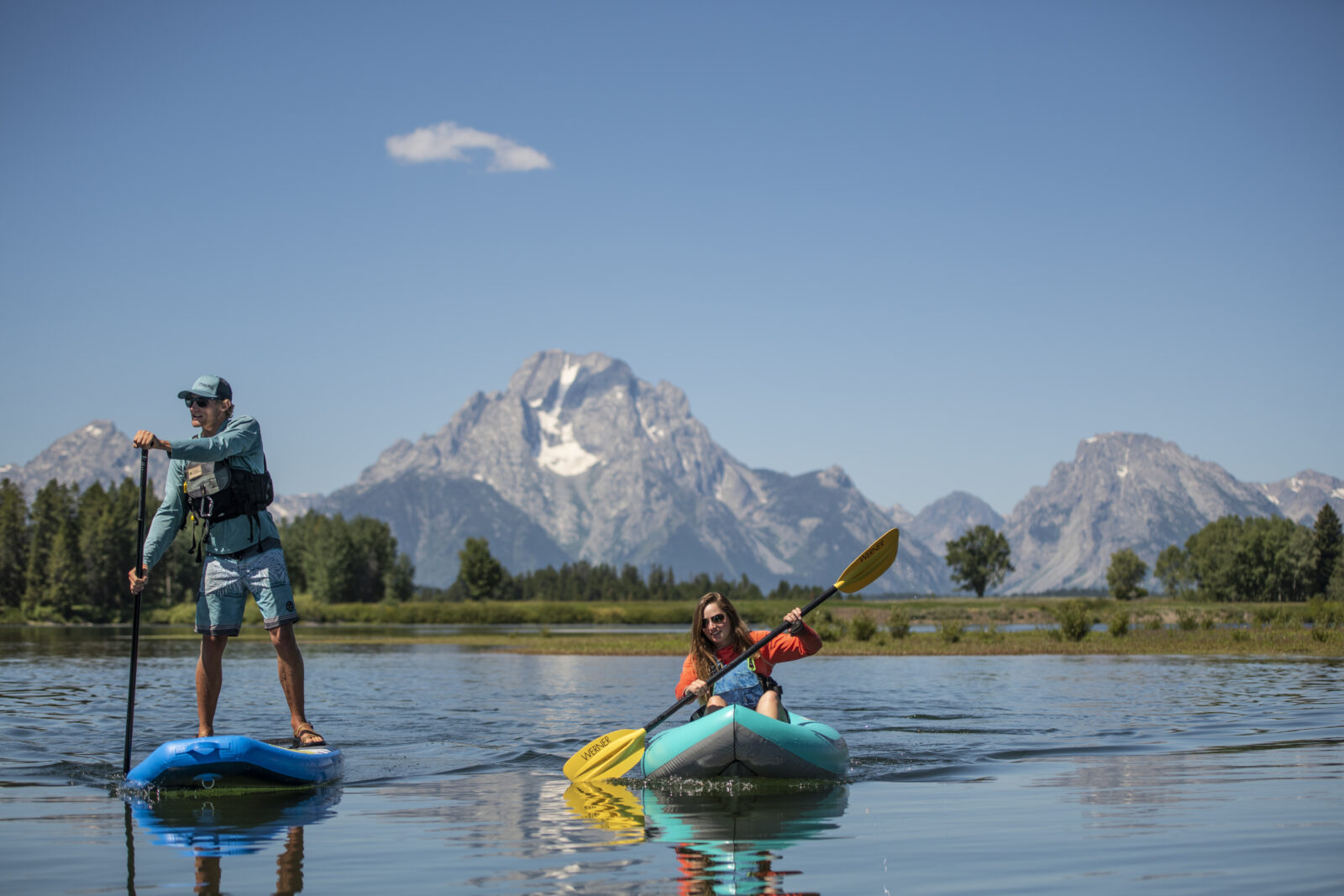 Stand up paddle boarding near Oxbow Bend.