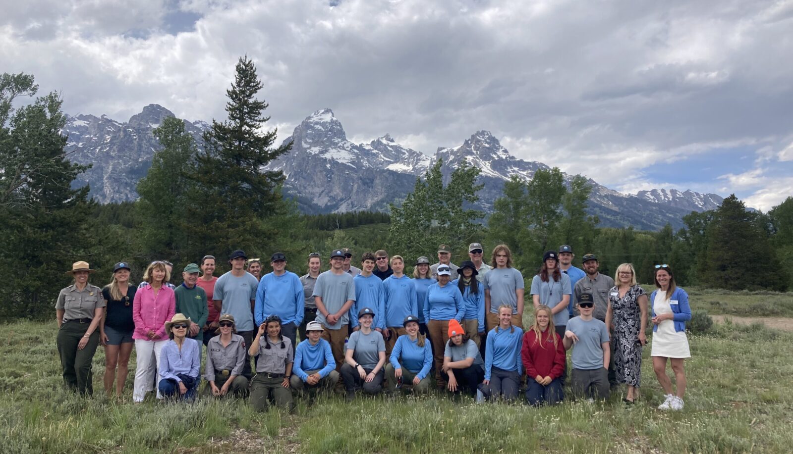 YCP GTNPF photo 240620 (4) The YCP crew with Foundation supporters and park leadership at Taggart Lake Trailhead!