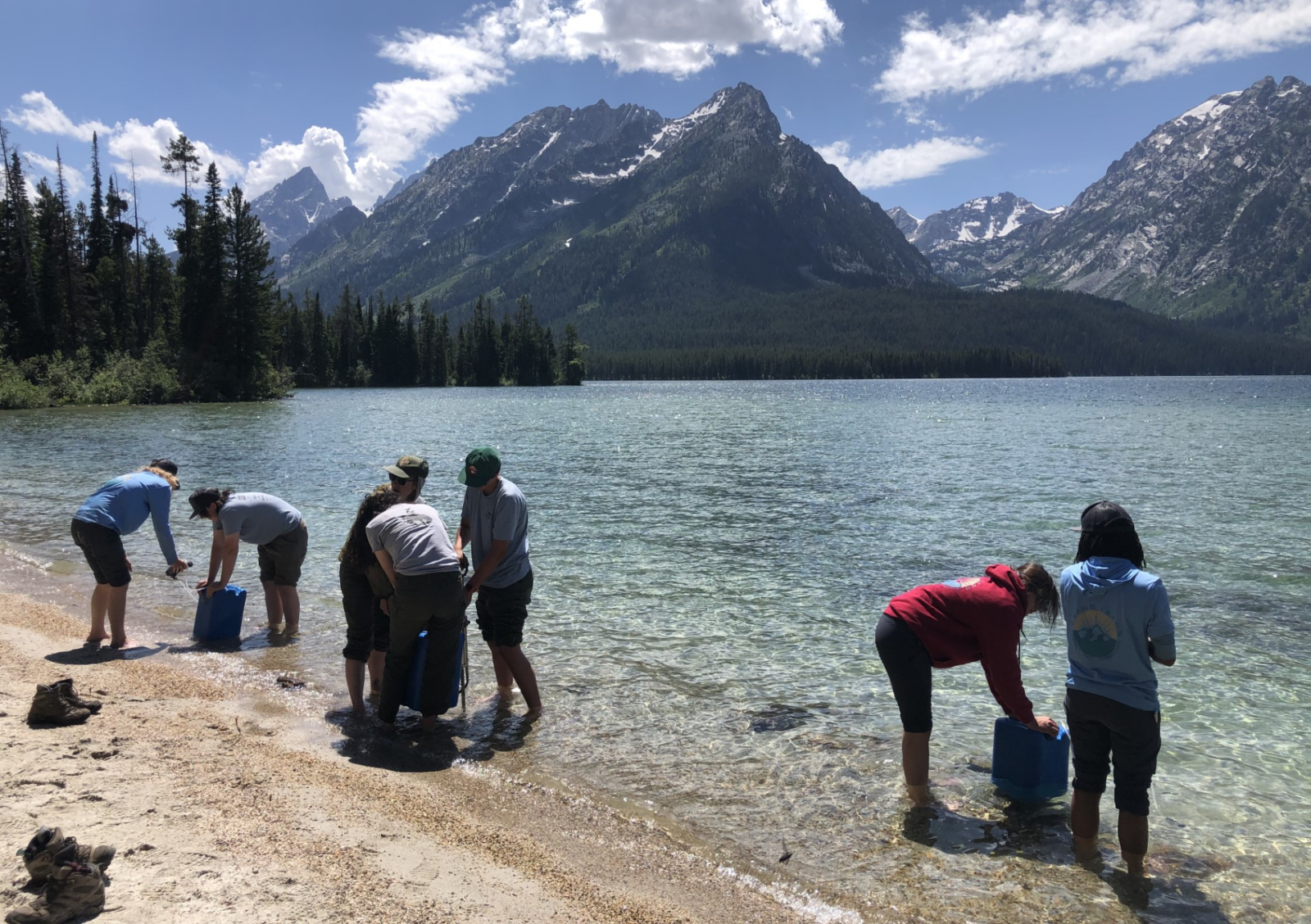 YCP filters drinking water from Leigh Lake.