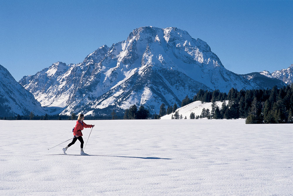 A frozen Jackson Lake offers wide open views of the Tetons. Photo: Latham Jenkins.